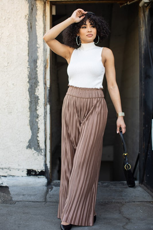 Mocha Pleated Palazzo Pants – Luca Bella Boutique