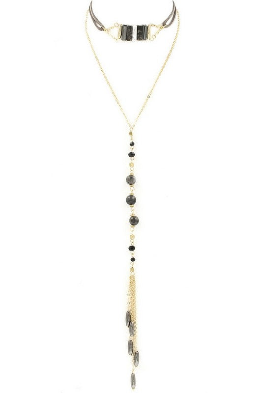 Layered Glass/Stone Necklace