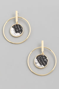 Animal Print Circle Hoop Drop Earring