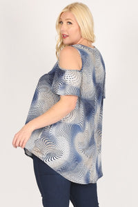 Cold Shoulder Multi Print Tunic Top
