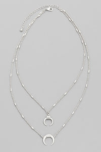 Crescent Moon Layered Pendant Necklace