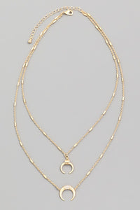 Crescent Moon Layered Pendant Necklace