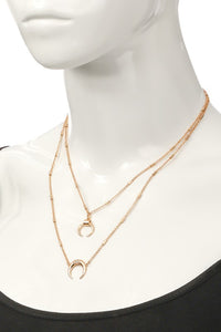 Crescent Moon Layered Pendant Necklace