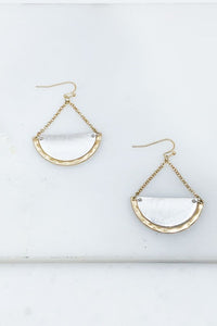 2 Tone Semi Circle Drop Earrings