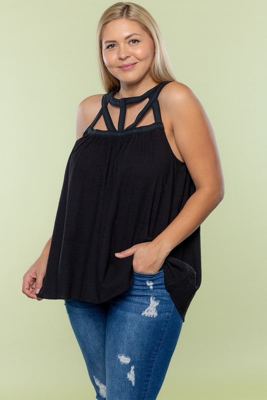 Cut Out Band Plus Size Tank