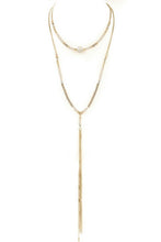 Load image into Gallery viewer, Faceted Bead Cream/Pearl Tassel Layered Necklace
