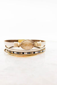 Druzy Stone Multi Strand Magnetic Bracelet