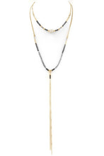 Load image into Gallery viewer, Faceted Bead Cream/Pearl Tassel Layered Necklace
