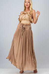 Taupe Pleated Maxi Skirt
