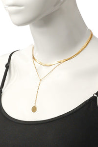 Layered Disc Herringbone Necklace