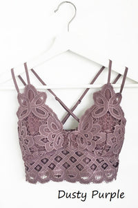 Crochet Lace Bralette with Criss Cross Straps at Back