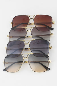 Gold Rimmed Square Aviator Sunglasses
