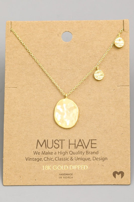 Hammered Coin Charm Necklace